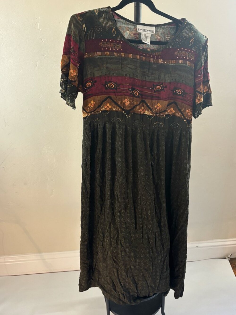 Special Thyme Bohemian VTG 60's Style Festival Dress, Boho, SZ 18W, Multicolored
